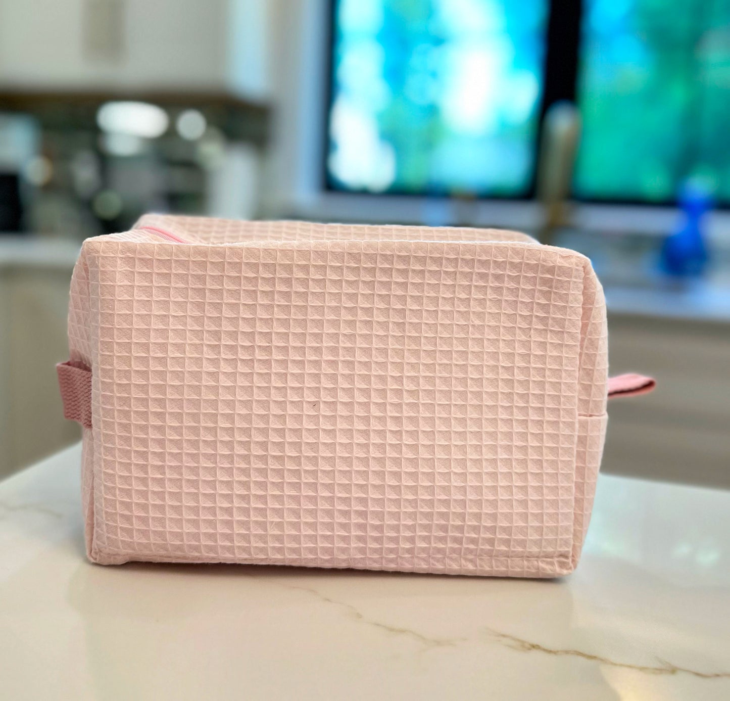 Larger Cotton Waffle Pouch with Pocket