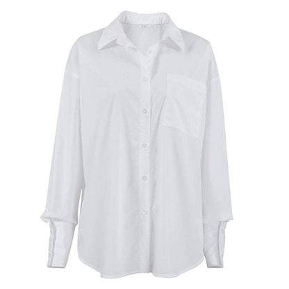 White Lapel Collar Botton Down Fit Daily Shirt CY0533