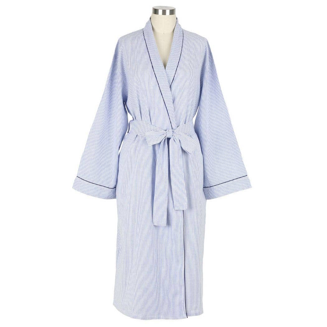 Blue Seersucker-Navy Robe