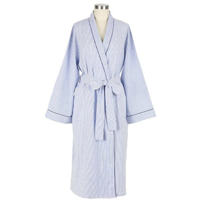 Blue Seersucker-Navy Robe
