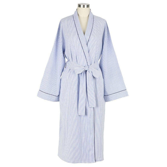 Blue Seersucker-Navy Robe