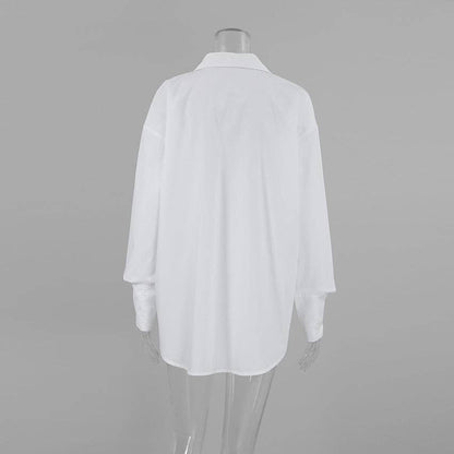 White Lapel Collar Botton Down Fit Daily Shirt CY0533