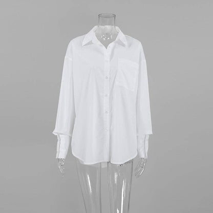 White Lapel Collar Botton Down Fit Daily Shirt CY0533