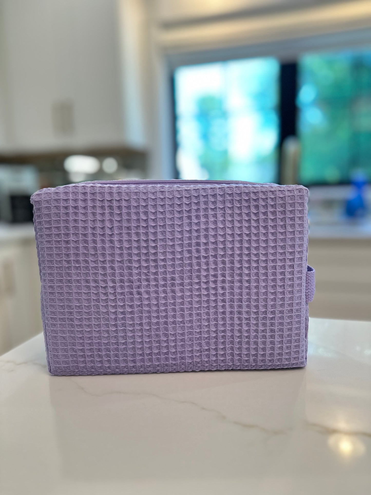 Larger Cotton Waffle Pouch with Pocket