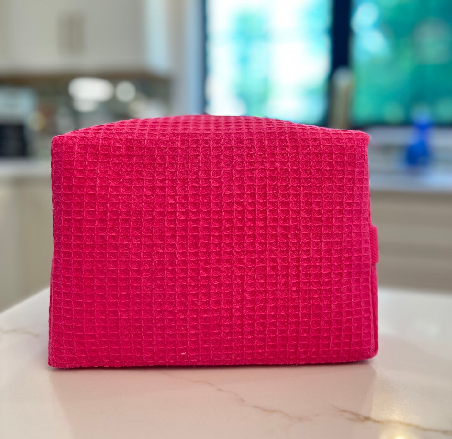 Larger Cotton Waffle Pouch with Pocket