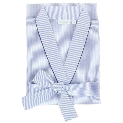 Blue Seersucker-Navy Robe