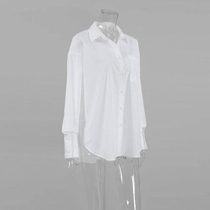 White Lapel Collar Botton Down Fit Daily Shirt CY0533
